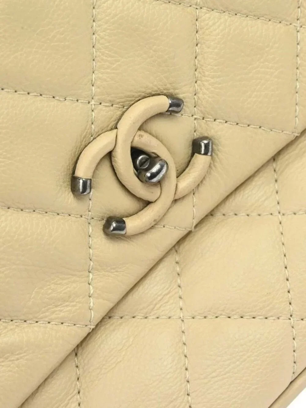Chanel Beige Calfskin Chain Handbag
